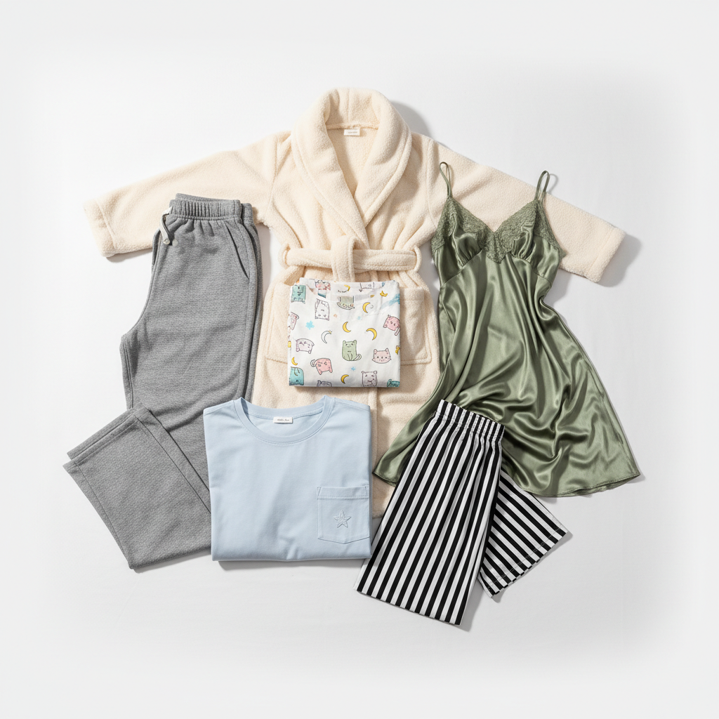 Ropa para dormir flat lay lienzo